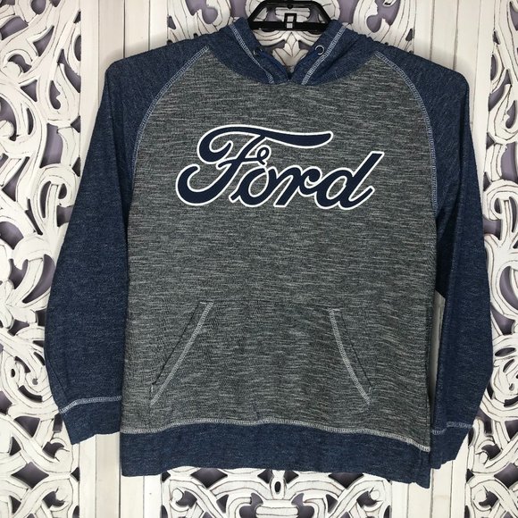 Official FORD Script Pullover Hoodie Thin-Knit Sweatshirt w/ Pocket Men's Size S - Picture 1 of 7